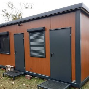 Sozialcontainer 17 m² + Büro + Toilette, goldene Eiche