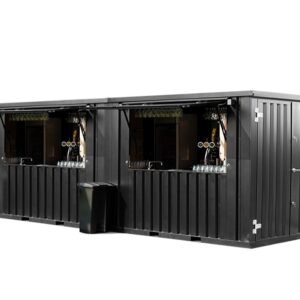 Demontierbare Außenbar 6 x 2 Meter XL – Farbe Schwarz – 20 FT / 2 Markisen