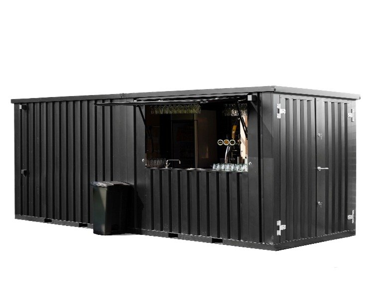 Afneembare buitenbar 8 x 2 meter – Kleur Zwart / 1 luifel – 26 FT