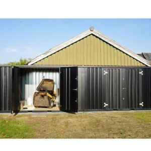 Großer Lagercontainer – Schwarz (RAL 9005) – 8 x 2 Meter – mit 2 Doppeltüren – (15 m² / 26 FT)